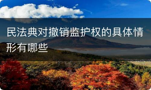 民法典对撤销监护权的具体情形有哪些