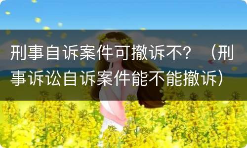 刑事自诉案件可撤诉不？（刑事诉讼自诉案件能不能撤诉）