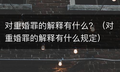 对重婚罪的解释有什么？（对重婚罪的解释有什么规定）