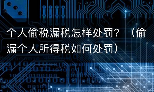 个人偷税漏税怎样处罚？（偷漏个人所得税如何处罚）