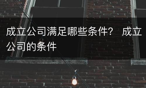 成立公司满足哪些条件？ 成立公司的条件