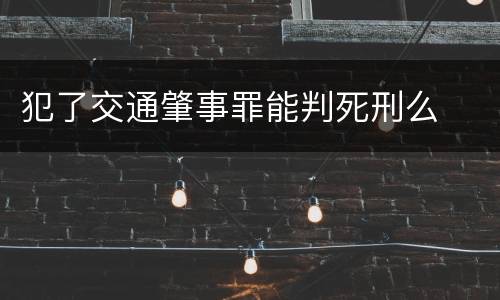 犯了交通肇事罪能判死刑么