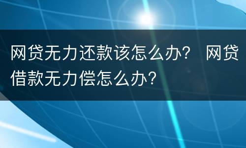 网贷无力还款该怎么办？ 网贷借款无力偿怎么办?