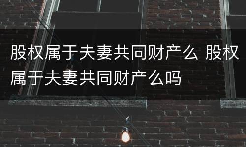 股权属于夫妻共同财产么 股权属于夫妻共同财产么吗
