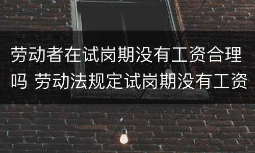 劳动者在试岗期没有工资合理吗 劳动法规定试岗期没有工资合理吗