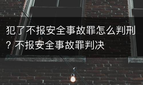 犯了不报安全事故罪怎么判刑? 不报安全事故罪判决
