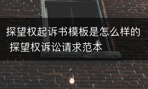 探望权起诉书模板是怎么样的 探望权诉讼请求范本