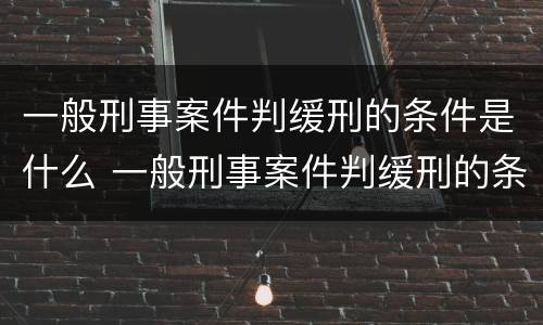 一般刑事案件判缓刑的条件是什么 一般刑事案件判缓刑的条件是什么意思