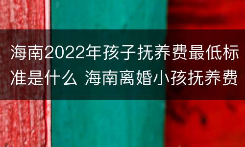 海南2022年孩子抚养费最低标准是什么 海南离婚小孩抚养费标准2019