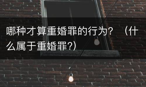 哪种才算重婚罪的行为？（什么属于重婚罪?）