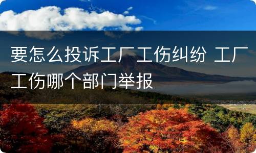 要怎么投诉工厂工伤纠纷 工厂工伤哪个部门举报