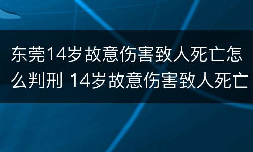 东莞14岁故意伤害致人死亡怎么判刑 14岁故意伤害致人死亡 判决