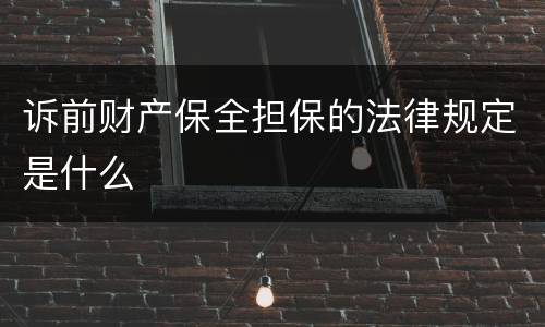 诉前财产保全担保的法律规定是什么