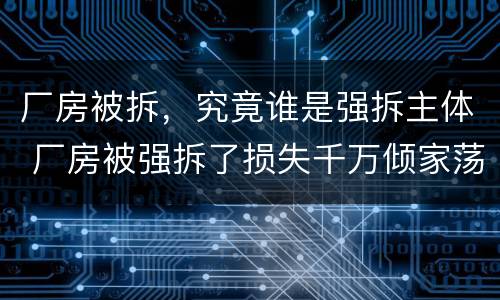 厂房被拆，究竟谁是强拆主体 厂房被强拆了损失千万倾家荡产告状无门