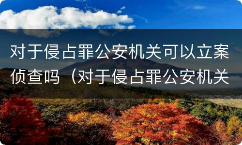 对于侵占罪公安机关可以立案侦查吗（对于侵占罪公安机关可以立案侦查吗为什么）