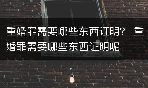 重婚罪需要哪些东西证明？ 重婚罪需要哪些东西证明呢