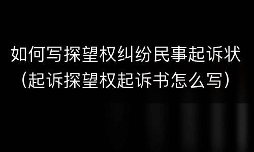 如何写探望权纠纷民事起诉状（起诉探望权起诉书怎么写）