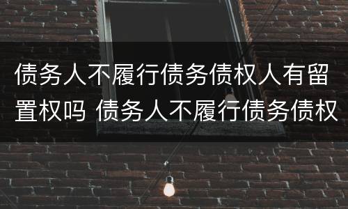 债务人不履行债务债权人有留置权吗 债务人不履行债务债权人有留置权吗怎么办
