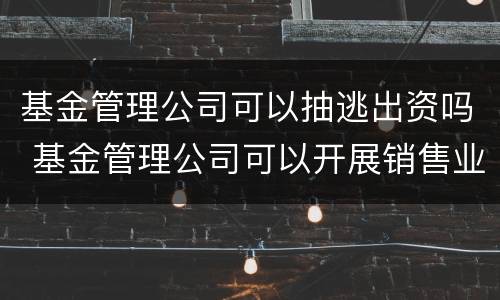 基金管理公司可以抽逃出资吗 基金管理公司可以开展销售业务吗