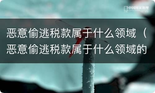 恶意偷逃税款属于什么领域（恶意偷逃税款属于什么领域的）