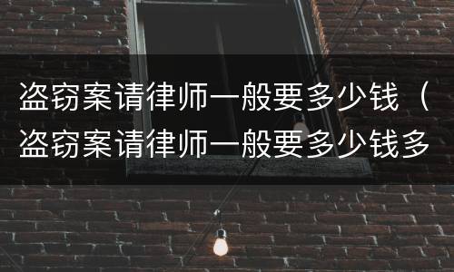 盗窃案请律师一般要多少钱（盗窃案请律师一般要多少钱多久出来的）