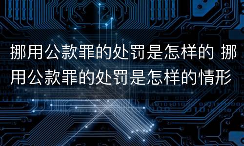 挪用公款罪的处罚是怎样的 挪用公款罪的处罚是怎样的情形