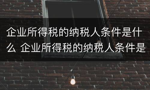 企业所得税的纳税人条件是什么 企业所得税的纳税人条件是什么意思