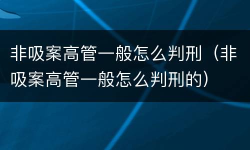 非吸案高管一般怎么判刑（非吸案高管一般怎么判刑的）