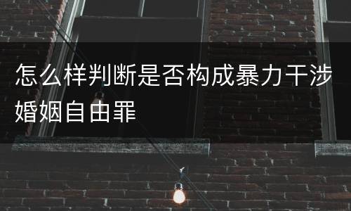 怎么样判断是否构成暴力干涉婚姻自由罪
