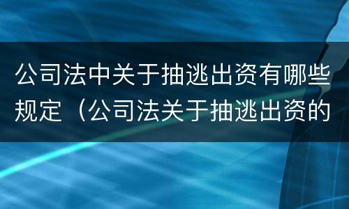 公司法中关于抽逃出资有哪些规定（公司法关于抽逃出资的规定）