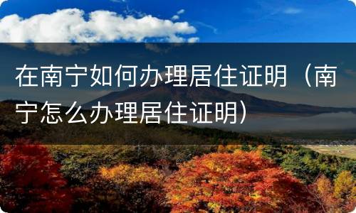 在南宁如何办理居住证明（南宁怎么办理居住证明）