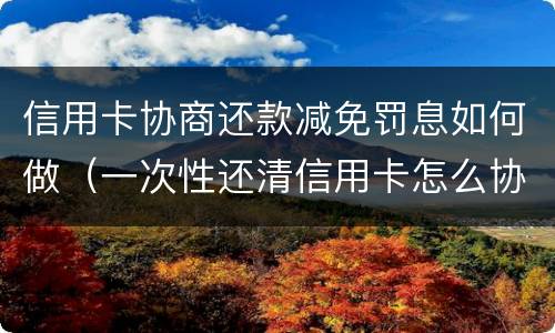信用卡协商还款减免罚息如何做（一次性还清信用卡怎么协商减免）