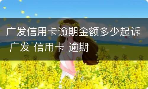广发信用卡逾期金额多少起诉 广发 信用卡 逾期