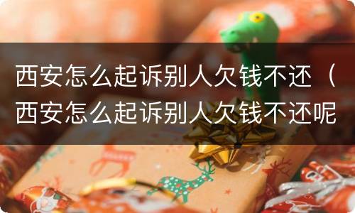 西安怎么起诉别人欠钱不还（西安怎么起诉别人欠钱不还呢）