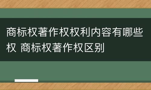商标权著作权权利内容有哪些权 商标权著作权区别