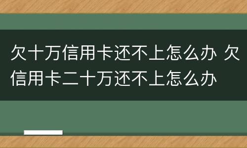 欠十万信用卡还不上怎么办 欠信用卡二十万还不上怎么办