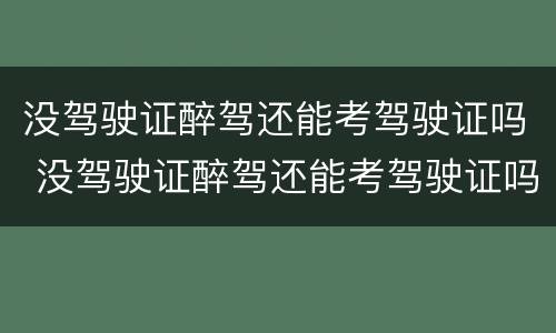 没驾驶证醉驾还能考驾驶证吗 没驾驶证醉驾还能考驾驶证吗现在