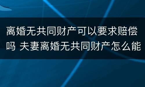 离婚无共同财产可以要求赔偿吗 夫妻离婚无共同财产怎么能得到赔偿