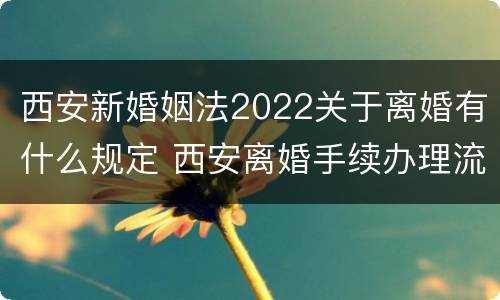 西安新婚姻法2022关于离婚有什么规定 西安离婚手续办理流程
