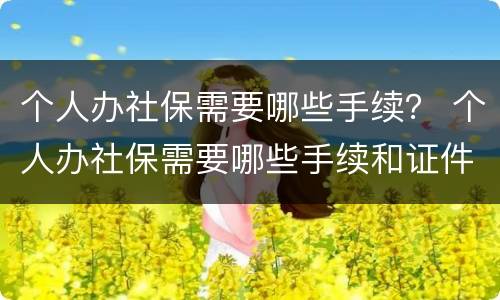 个人办社保需要哪些手续？ 个人办社保需要哪些手续和证件