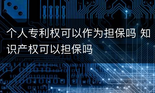 个人专利权可以作为担保吗 知识产权可以担保吗