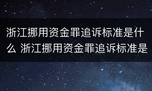 浙江挪用资金罪追诉标准是什么 浙江挪用资金罪追诉标准是什么规定