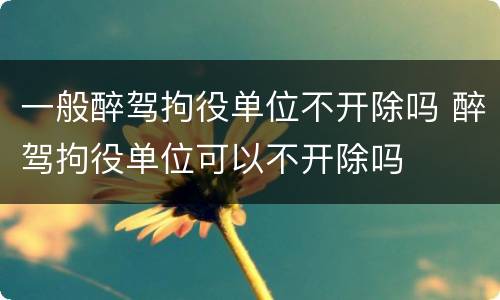 一般醉驾拘役单位不开除吗 醉驾拘役单位可以不开除吗