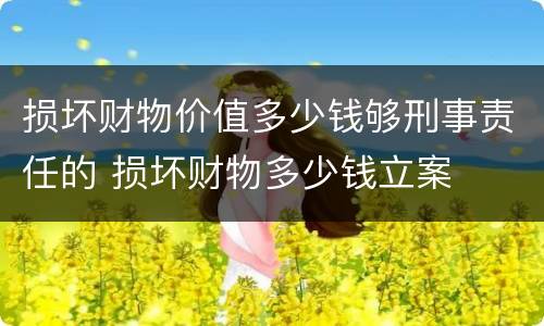 损坏财物价值多少钱够刑事责任的 损坏财物多少钱立案