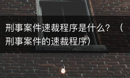 刑事案件速裁程序是什么？（刑事案件的速裁程序）