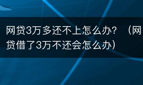网贷3万多还不上怎么办？（网贷借了3万不还会怎么办）
