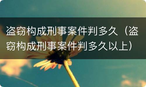 盗窃构成刑事案件判多久（盗窃构成刑事案件判多久以上）