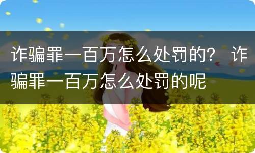 诈骗罪一百万怎么处罚的？ 诈骗罪一百万怎么处罚的呢