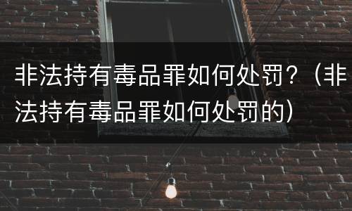 非法持有毒品罪如何处罚?（非法持有毒品罪如何处罚的）