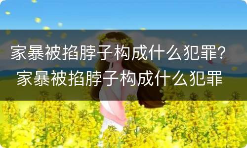 家暴被掐脖子构成什么犯罪？ 家暴被掐脖子构成什么犯罪